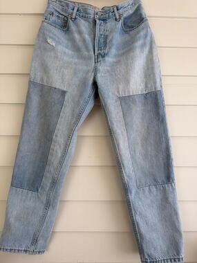 Everlane The 90s Cheeky Jean Patchwork Light Wash Distressed Cotton Denim 29